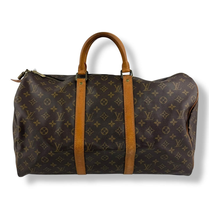 Louis Vuitton Vintage Brown Monogram 50 Keepall Duffle Bag - Lux Central