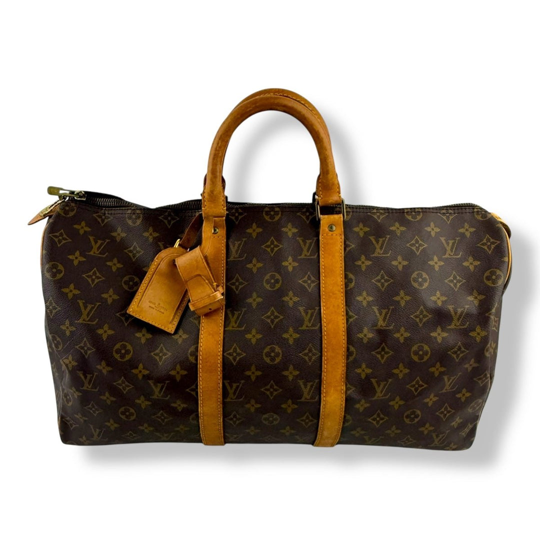 Louis Vuitton Vintage Brown Monogram 50 Keepall Duffle Bag - Lux Central