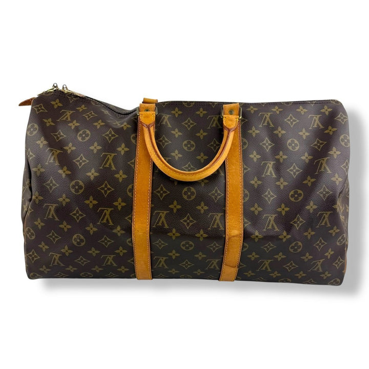 Louis Vuitton Vintage Brown Monogram 50 Keepall Duffle Bag - Lux Central
