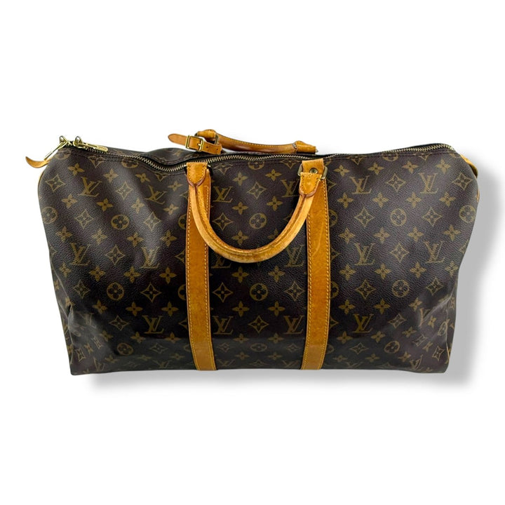 Louis Vuitton Vintage Brown Monogram 50 Keepall Duffle Bag - Lux Central