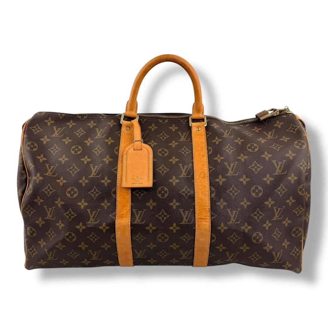 Louis Vuitton Vintage Brown Monogram 50 Keepall Duffle Bag - Lux Central