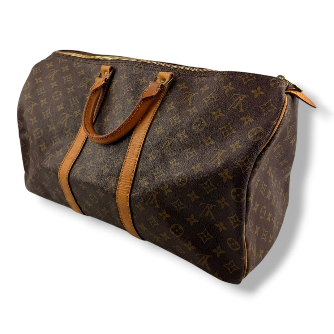 Louis Vuitton Vintage Brown Monogram 50 Keepall Duffle Bag - Lux Central