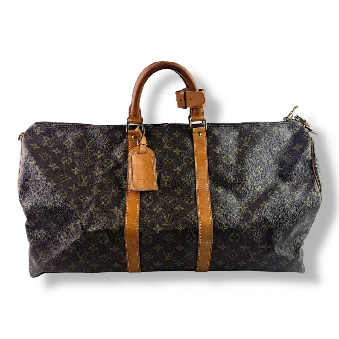 Louis Vuitton Vintage Brown Monogram 55 Keepall Duffle Bag - Lux Central