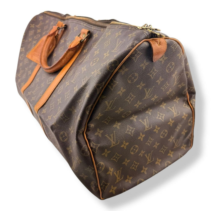 Louis Vuitton Vintage Brown Monogram 55 Keepall Duffle Bag - Lux Central