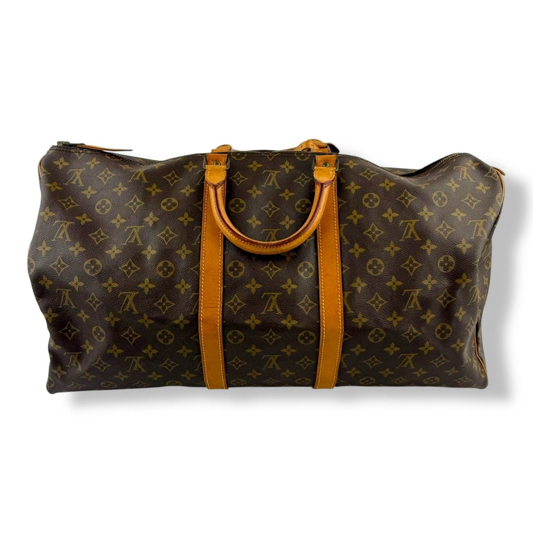 Louis Vuitton Vintage Brown Monogram 55 Keepall Duffle Bag - Lux Central
