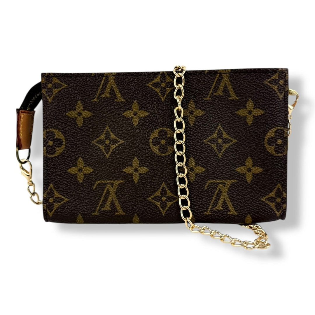 Louis Vuitton Vintage Brown Monogram Classic Signature Mini Bucket Pouch Bag - Lux Central