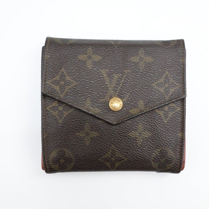 Louis Vuitton Vintage Brown Monogram V Flap Compact Bifold Wallet Purse Good/Very Good Condition - Lux Central