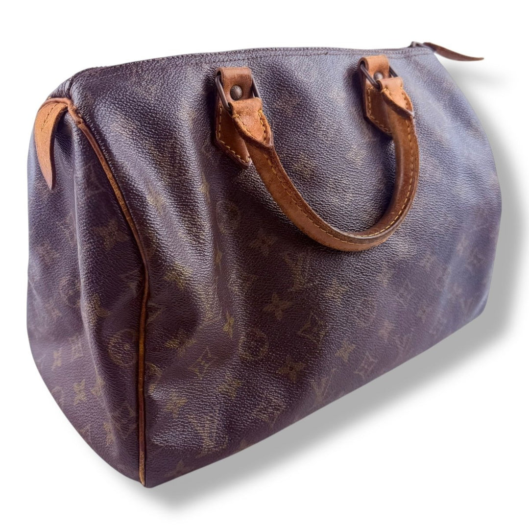 Louis Vuitton Vintage Speedy 30 Brown Monogram Handbag - Lux Central
