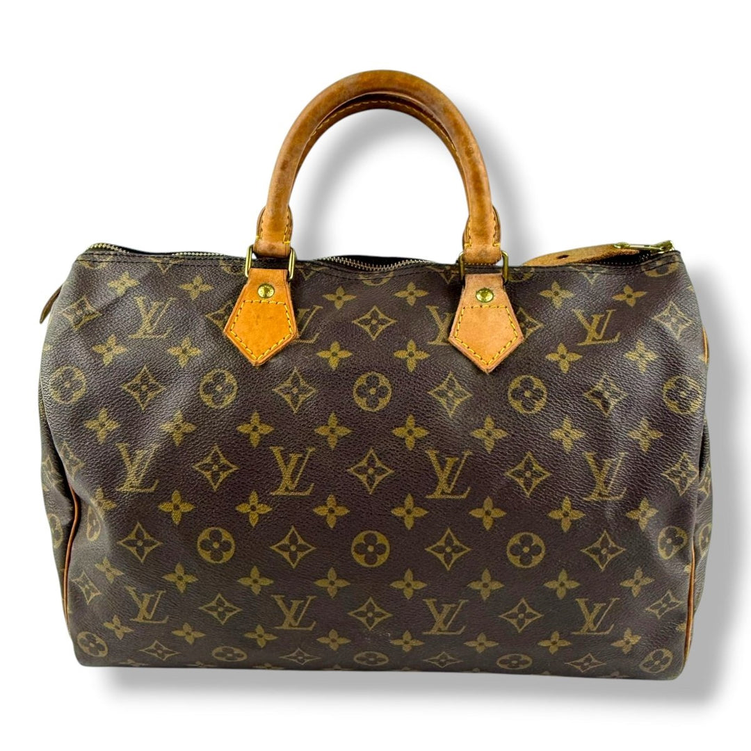 Louis Vuitton Vintage Speedy 35 Brown Monogram Handbag - Lux Central