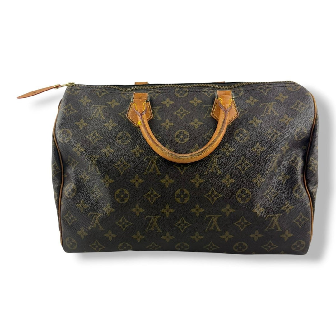 Louis Vuitton Vintage Speedy 35 Brown Monogram Handbag - Lux Central