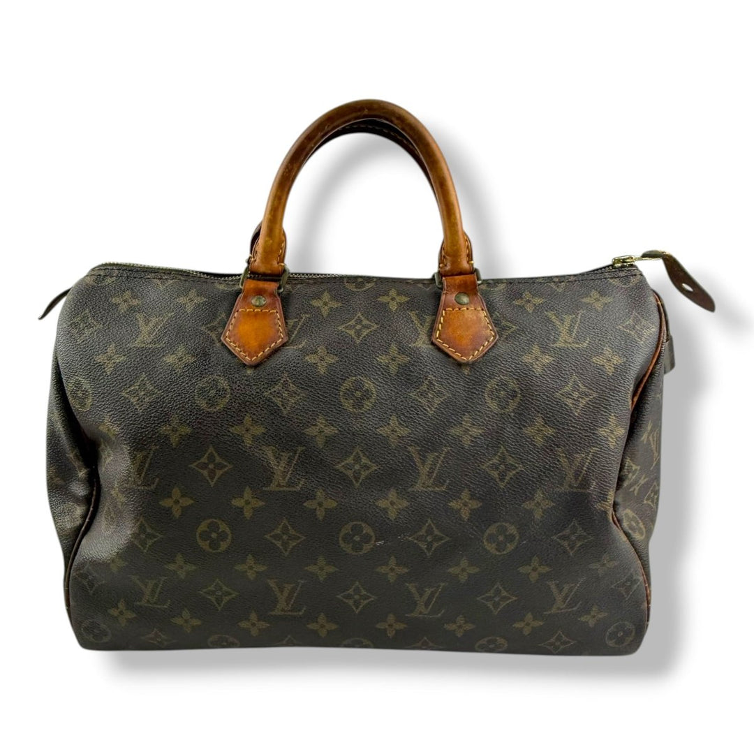 Louis Vuitton Vintage Speedy 35 Brown Monogram Handbag - Lux Central