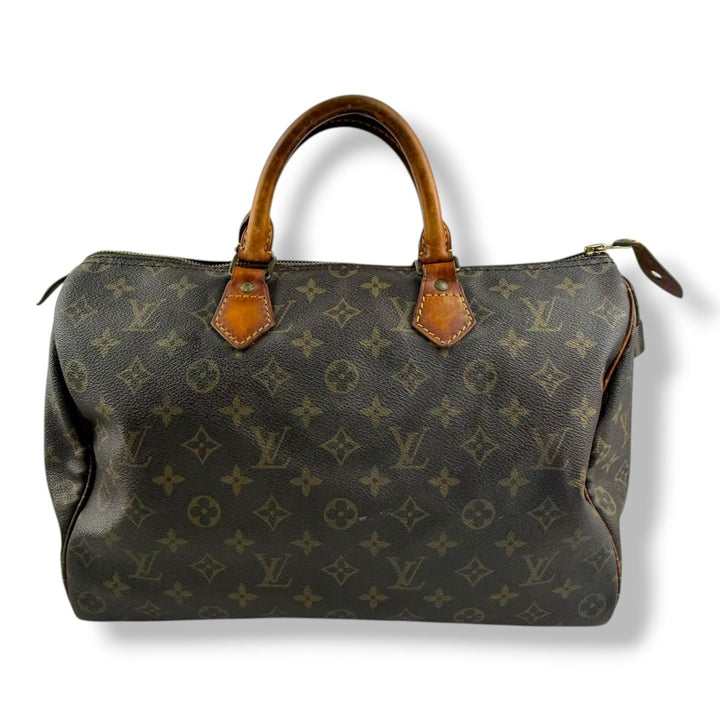 Louis Vuitton Vintage Speedy 35 Brown Monogram Handbag - Lux Central