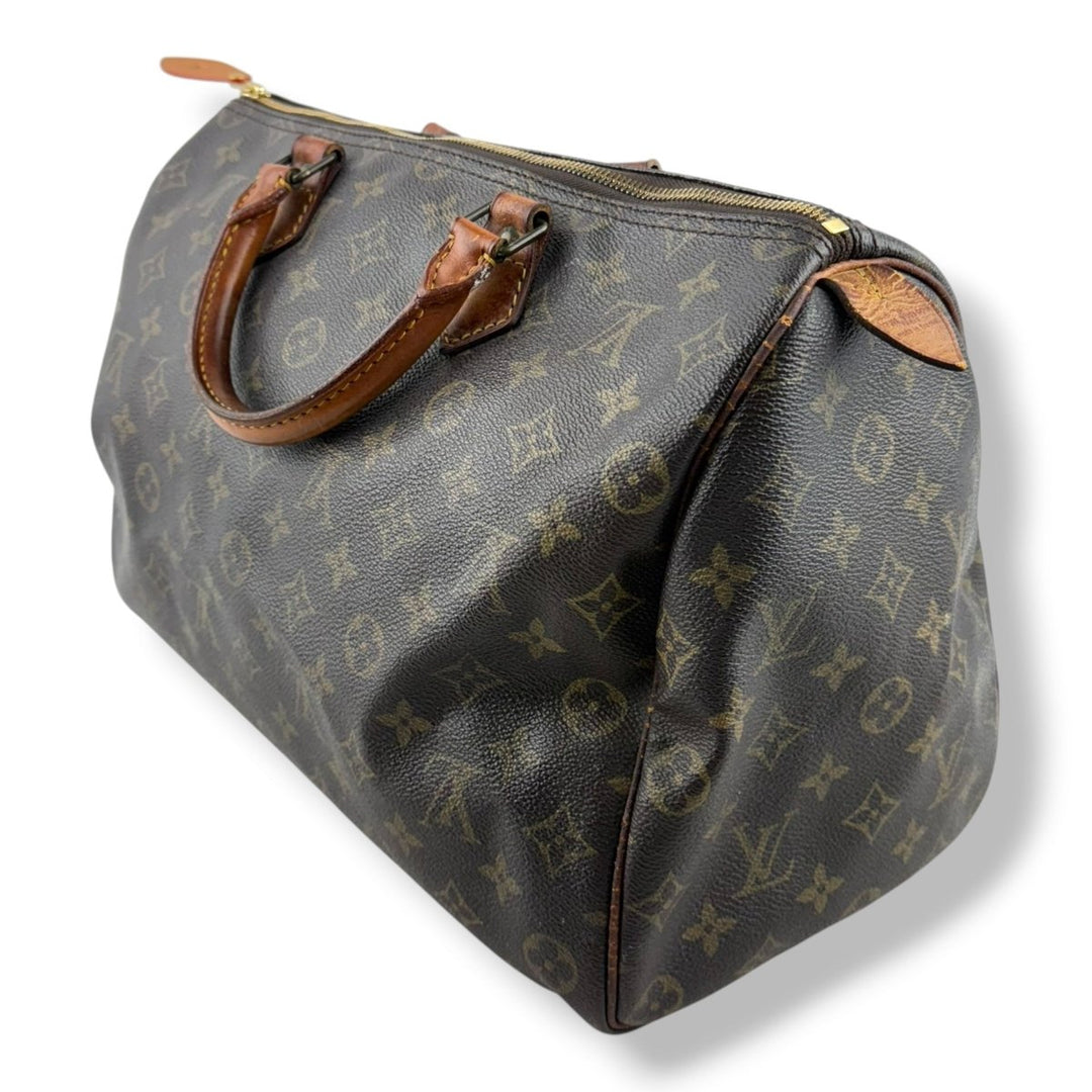 Louis Vuitton Vintage Speedy 35 Brown Monogram Handbag - Lux Central
