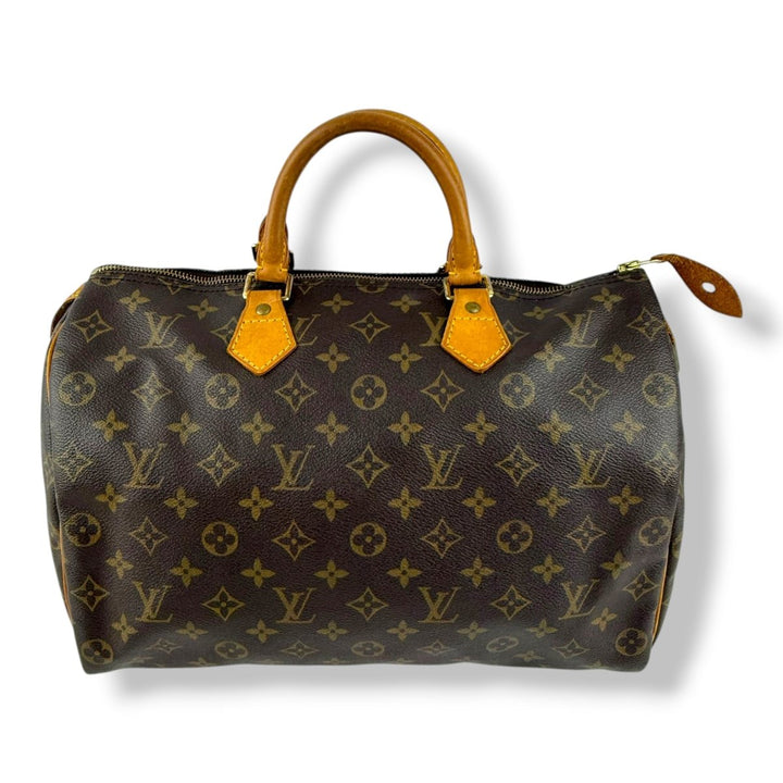 Louis Vuitton Vintage Speedy 35 Brown Monogram Handbag - Lux Central