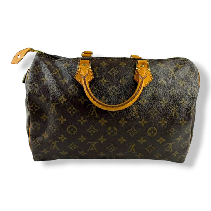 Louis Vuitton Vintage Speedy 35 Brown Monogram Handbag - Lux Central