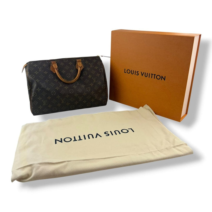 Louis Vuitton Vintage Speedy 35 Brown Monogram Handbag - Lux Central