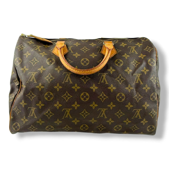 Louis Vuitton Vintage Speedy 35 Brown Monogram Handbag - Lux Central