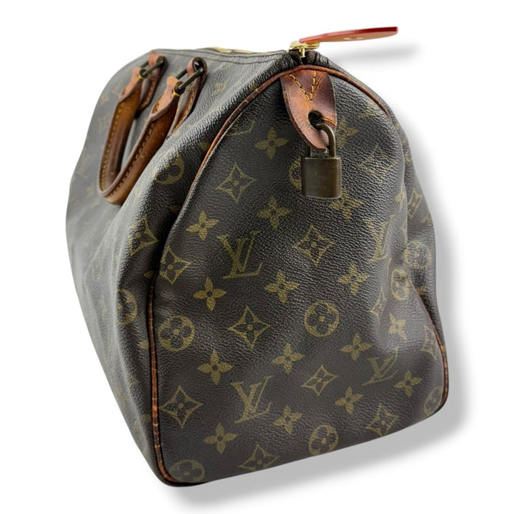 Louis Vuitton Vintage Speedy 35 Brown Monogram Handbag - Lux Central