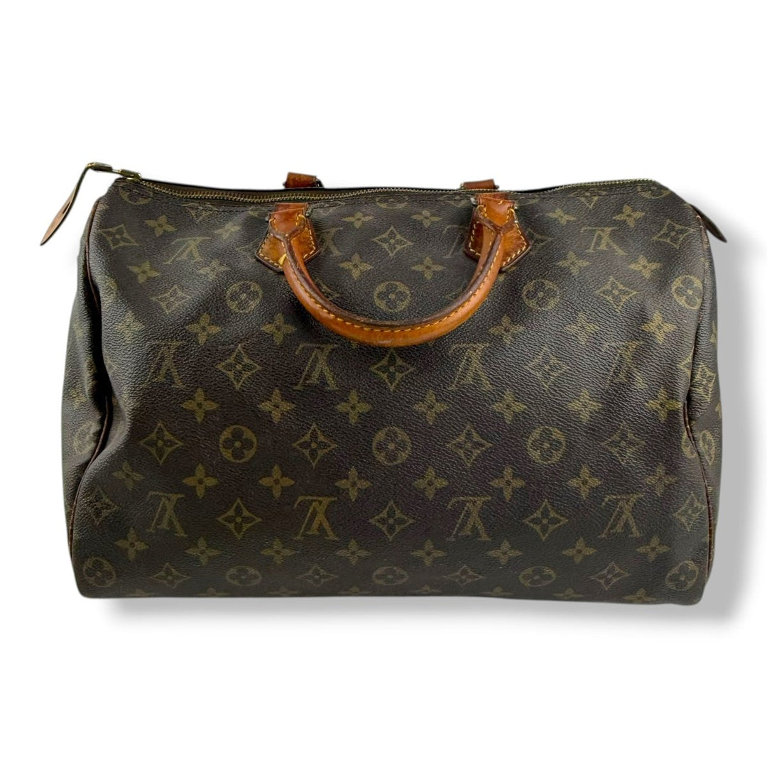 Louis Vuitton Vintage Speedy 35 Brown Monogram Handbag - Lux Central