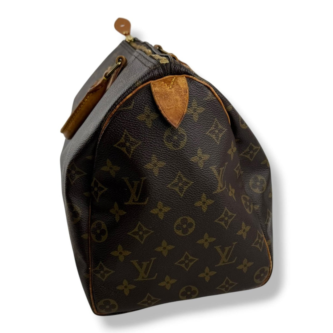 Louis Vuitton Vintage Speedy 35 Brown Monogram Handbag - Lux Central