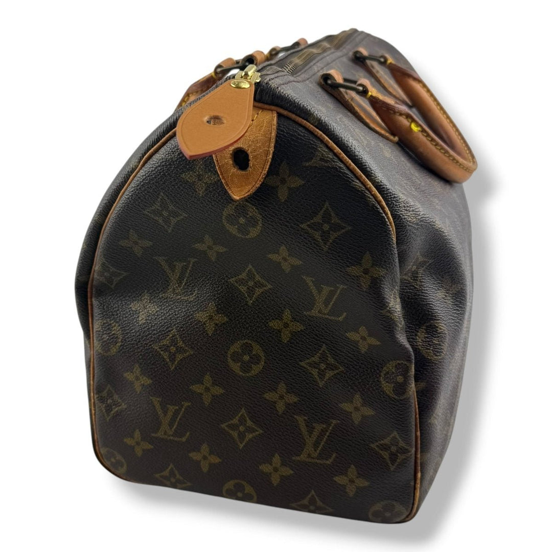 Louis Vuitton Vintage Speedy 35 Brown Monogram Handbag - Lux Central