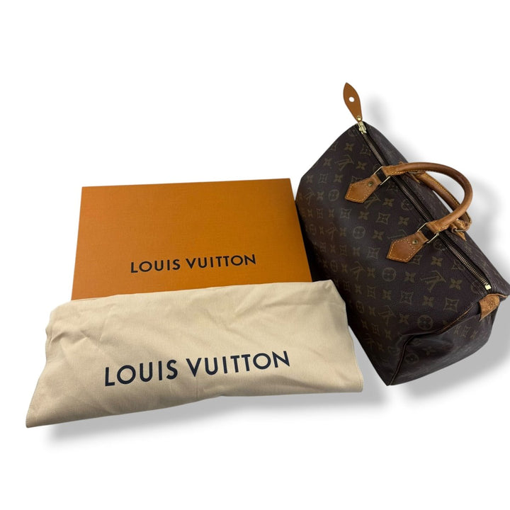 Louis Vuitton Vintage Speedy 35 Brown Monogram Handbag - Lux Central