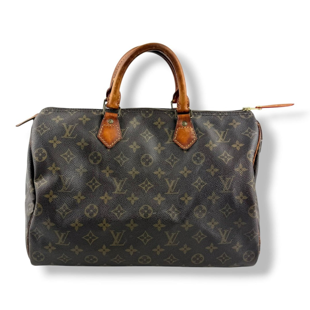 Louis Vuitton Vintage Speedy 35 Brown Monogram Handbag - Lux Central