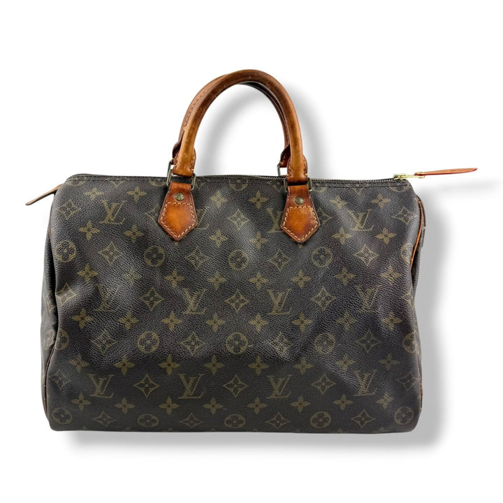Louis Vuitton Vintage Speedy 35 Brown Monogram Handbag - Lux Central