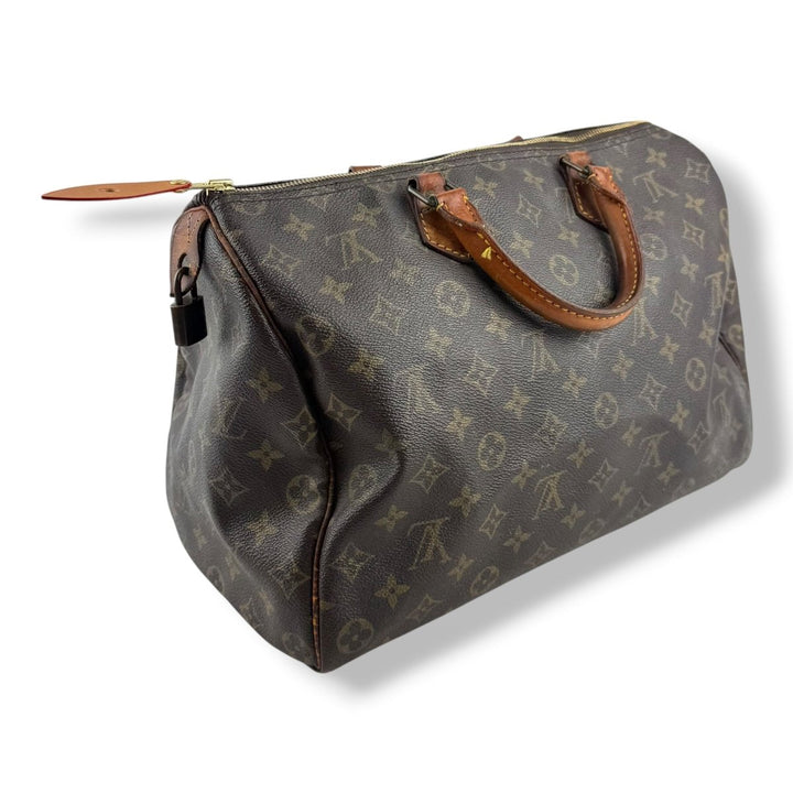 Louis Vuitton Vintage Speedy 35 Brown Monogram Handbag - Lux Central