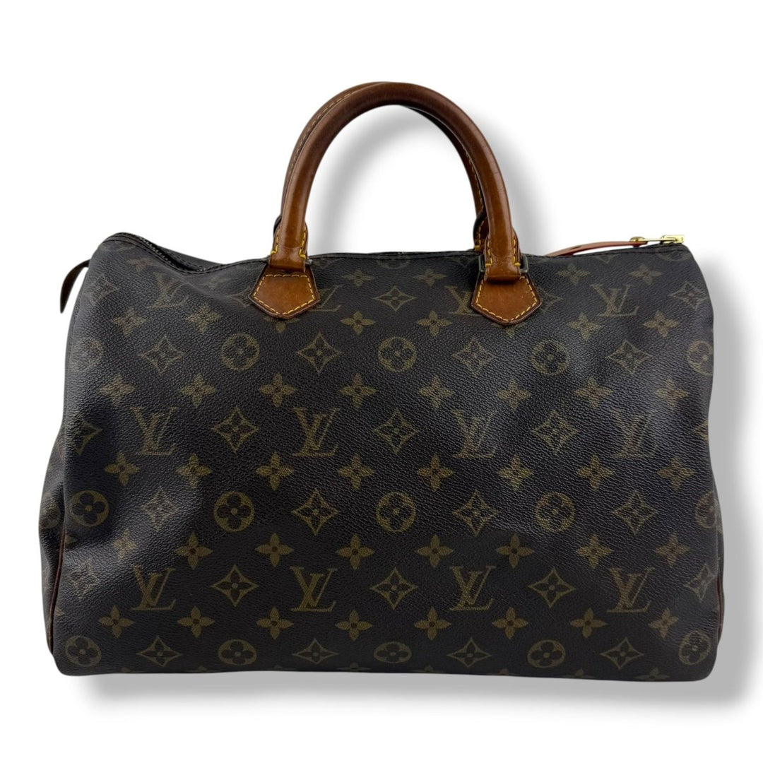 Louis Vuitton Vintage Speedy 35 Brown Monogram Handbag - Lux Central
