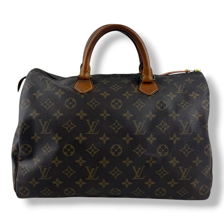 Louis Vuitton Vintage Speedy 35 Brown Monogram Handbag - Lux Central