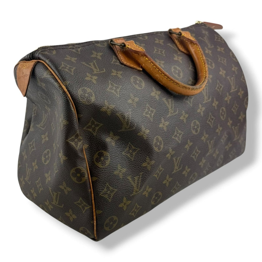Louis Vuitton Vintage Speedy 35 Brown Monogram Handbag - Lux Central