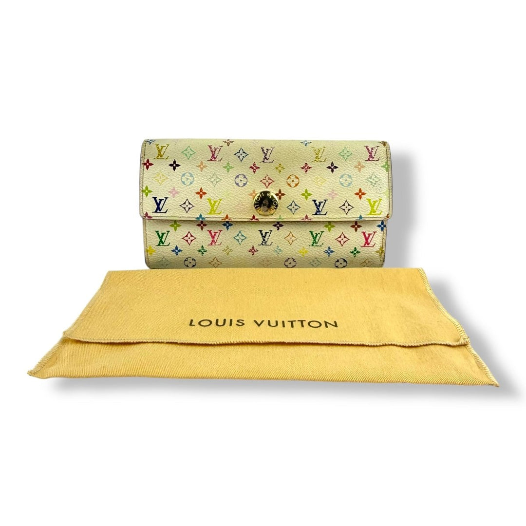 Louis Vuitton White Monogram Multicolour Sarah Femme Wallet - Lux Central