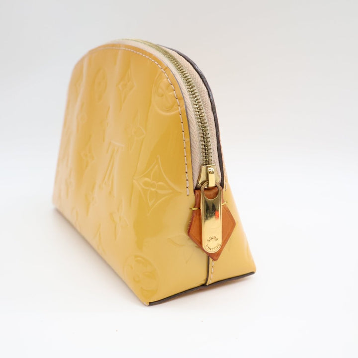 Louis Vuitton Yellow Vernis Patent Leather Travel Cosmetic PM Pouch - Lux Central