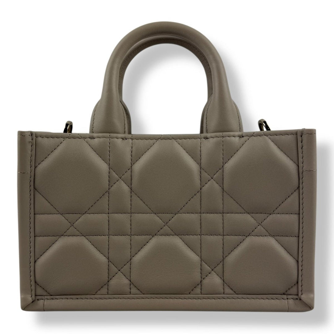 Mini Dior Book Tote Desert Taupe Macrocannage Calfskin - Lux Central