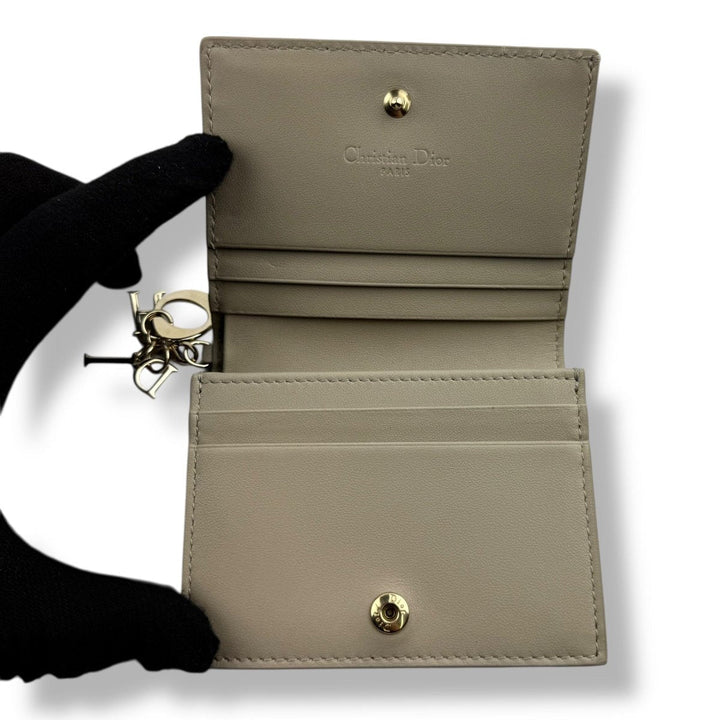 Mini Lady Dior Gardenia Wallet Powder Beige Cannage Lambskin - Lux Central