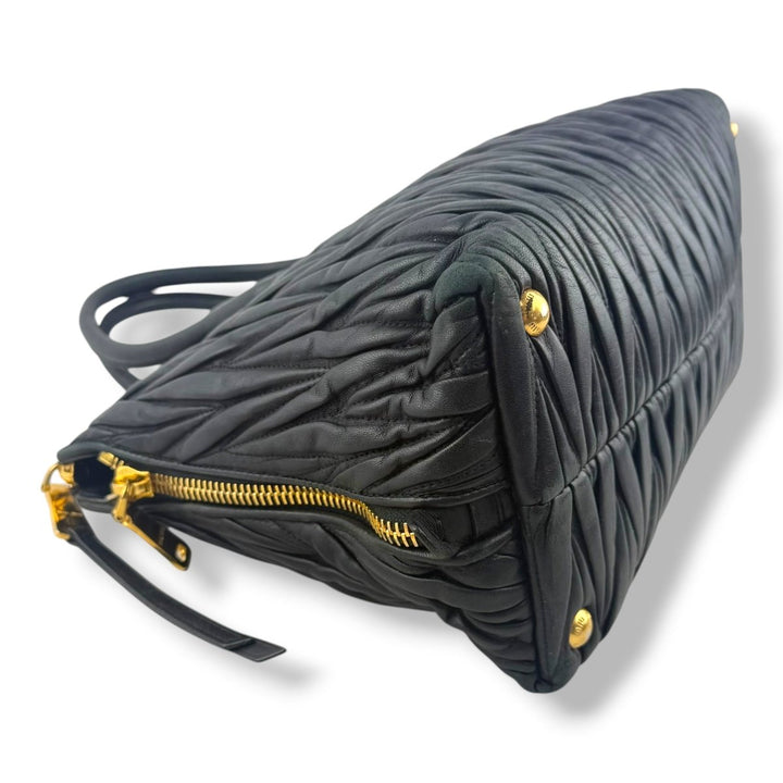 Miu Miu Black Nappa Leather Tote Handbag - Lux Central