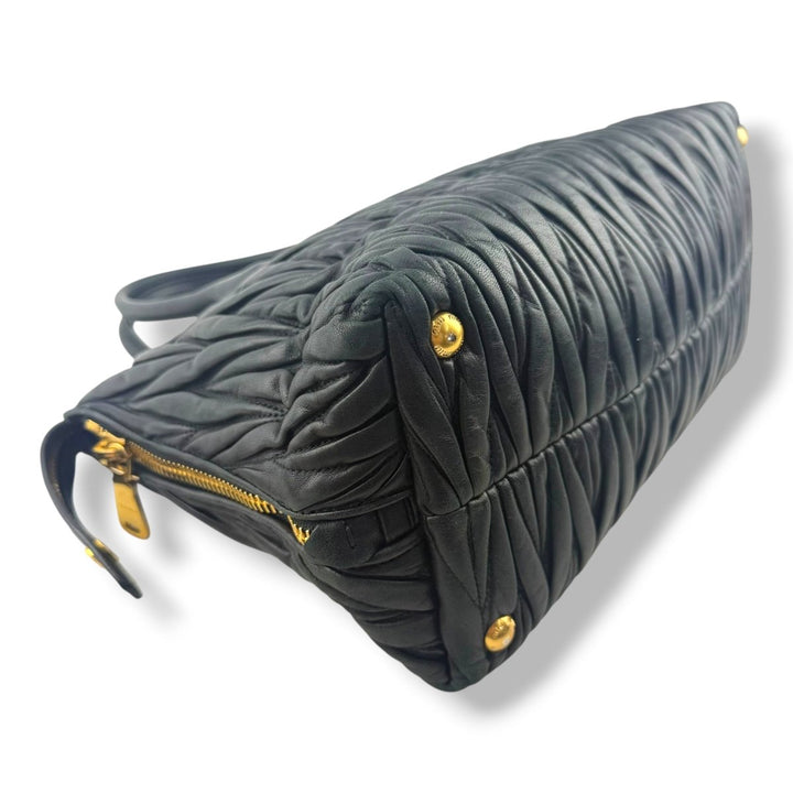 Miu Miu Black Nappa Leather Tote Handbag - Lux Central