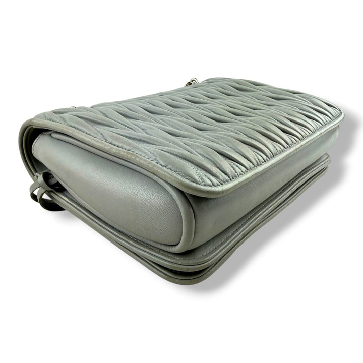 Miu Miu Grey Matelasse Nappa Leather Shoulder Handbag - Lux Central