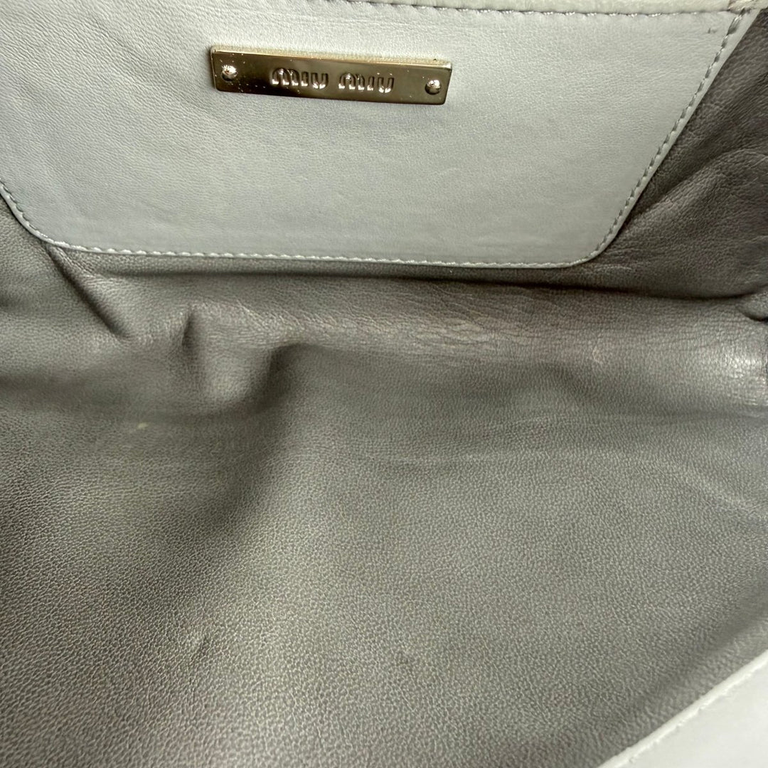 Miu Miu Grey Matelasse Nappa Leather Shoulder Handbag - Lux Central