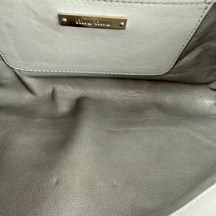 Miu Miu Grey Matelasse Nappa Leather Shoulder Handbag - Lux Central