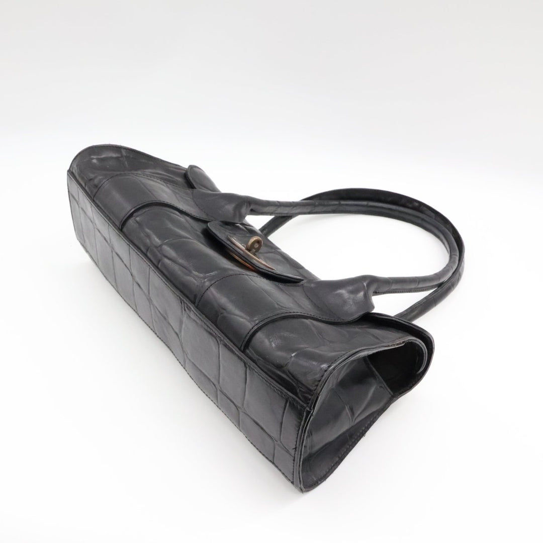 Mulberry Bayswater Black Croc Embossed Handbag - Lux Central