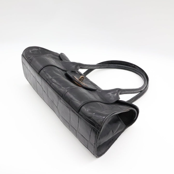 Mulberry Bayswater Black Croc Embossed Handbag - Lux Central