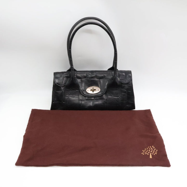 Mulberry Bayswater Black Croc Embossed Handbag - Lux Central