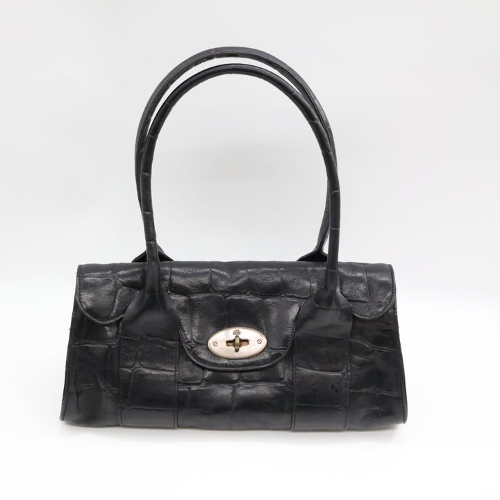 Mulberry Bayswater Black Croc Embossed Handbag - Lux Central