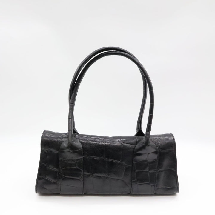 Mulberry Bayswater Black Croc Embossed Handbag - Lux Central