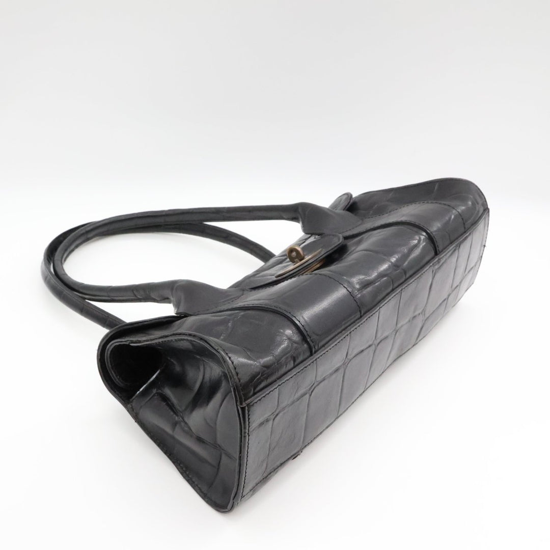 Mulberry Bayswater Black Croc Embossed Handbag - Lux Central