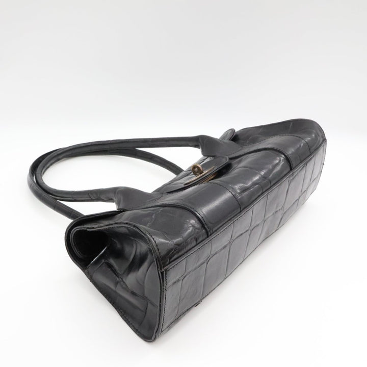 Mulberry Bayswater Black Croc Embossed Handbag - Lux Central
