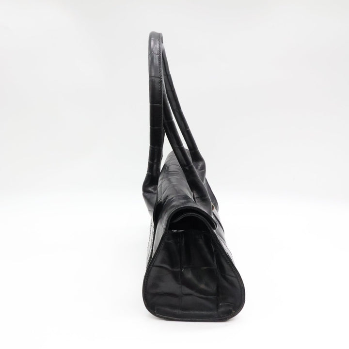 Mulberry Bayswater Black Croc Embossed Handbag - Lux Central