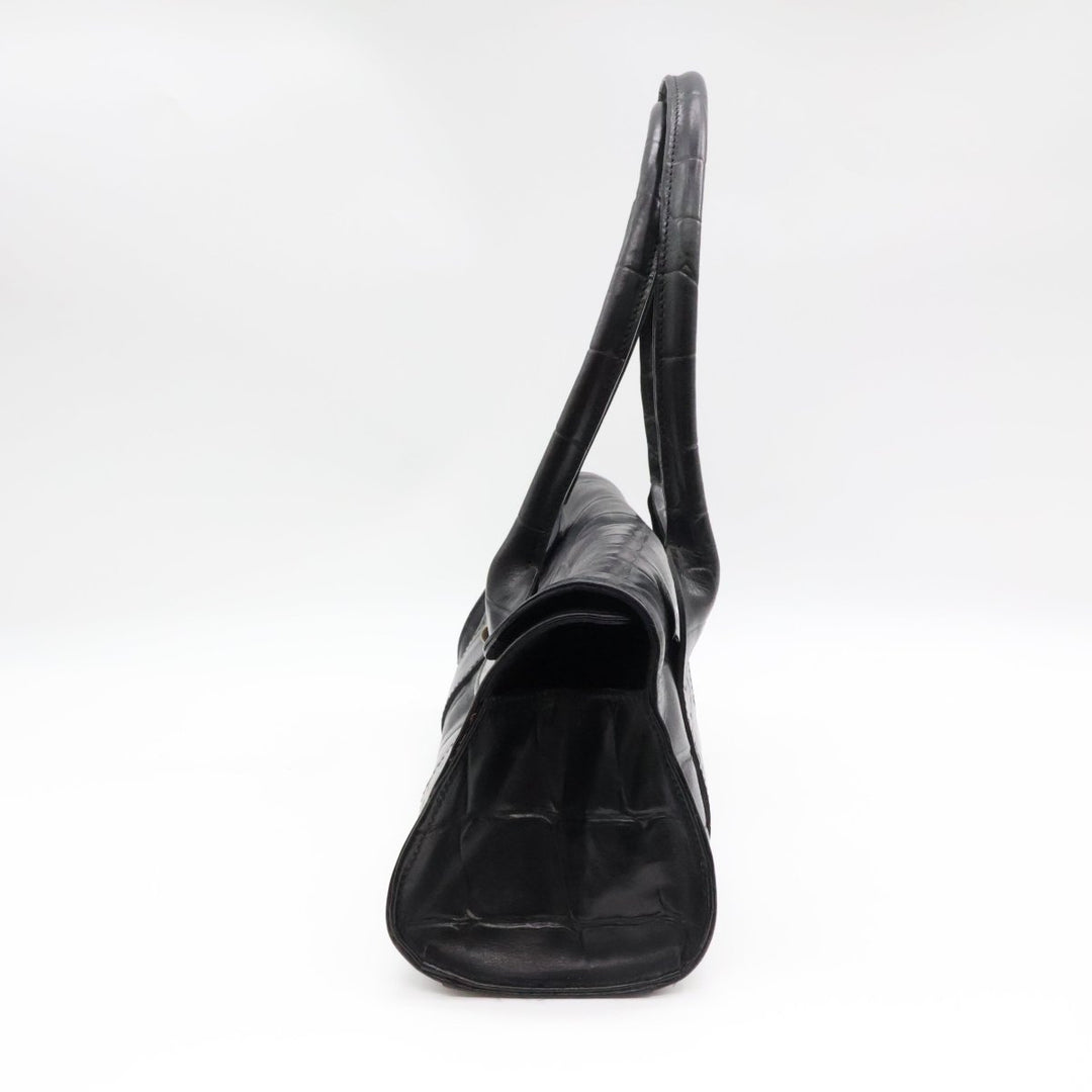 Mulberry Bayswater Black Croc Embossed Handbag - Lux Central